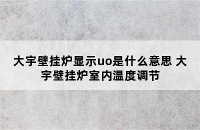 大宇壁挂炉显示uo是什么意思 大宇壁挂炉室内温度调节